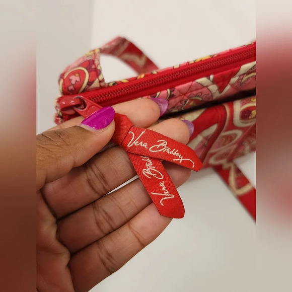 Vera Bradley Classic Womens Cherry Red Shoulder Crossbody Paisley Bag Purse - Picture 7 of 14